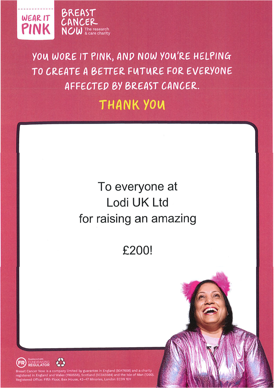 Breast Cancer Now Fundraiser Certificate